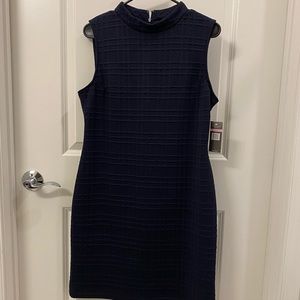Navy Sharagano Sleeveless Sheath Dress Size 10